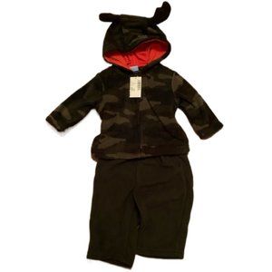 🎉 CHILDRENS PLACE Baby Fleece Camo Antler Hoodie Set, size 3-6m